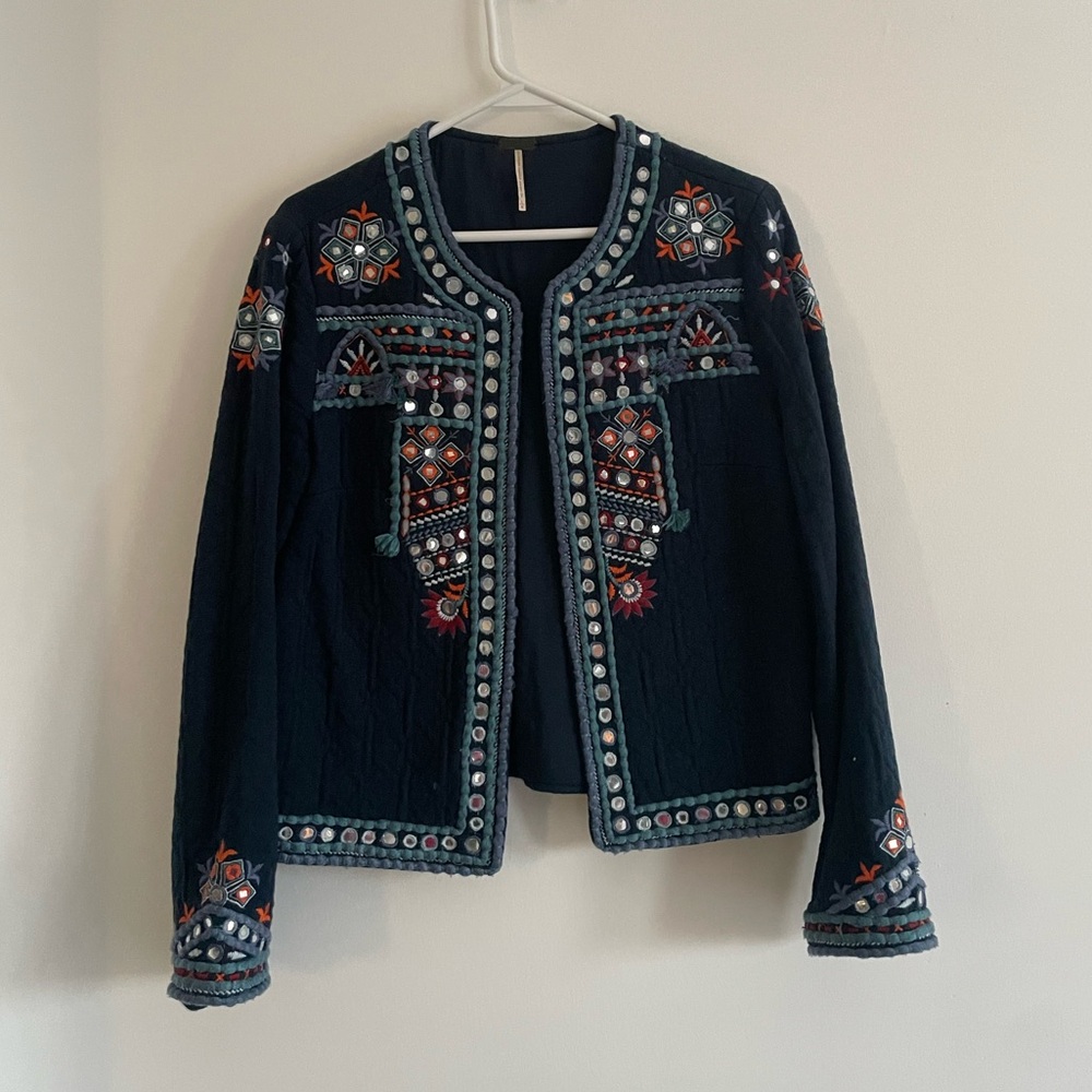 Embroidered Navy Jacket
